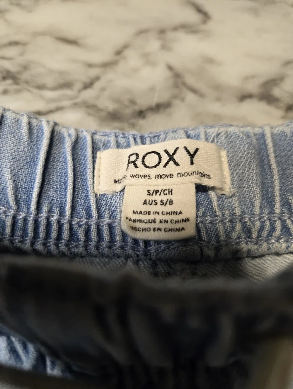 Roxy Light Blue Elastic Waist Drawstring Shorts